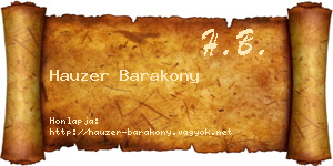 Hauzer Barakony névjegykártya
